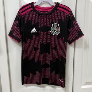 Boys Adidas Kids Black and Pink Soccer Jersey